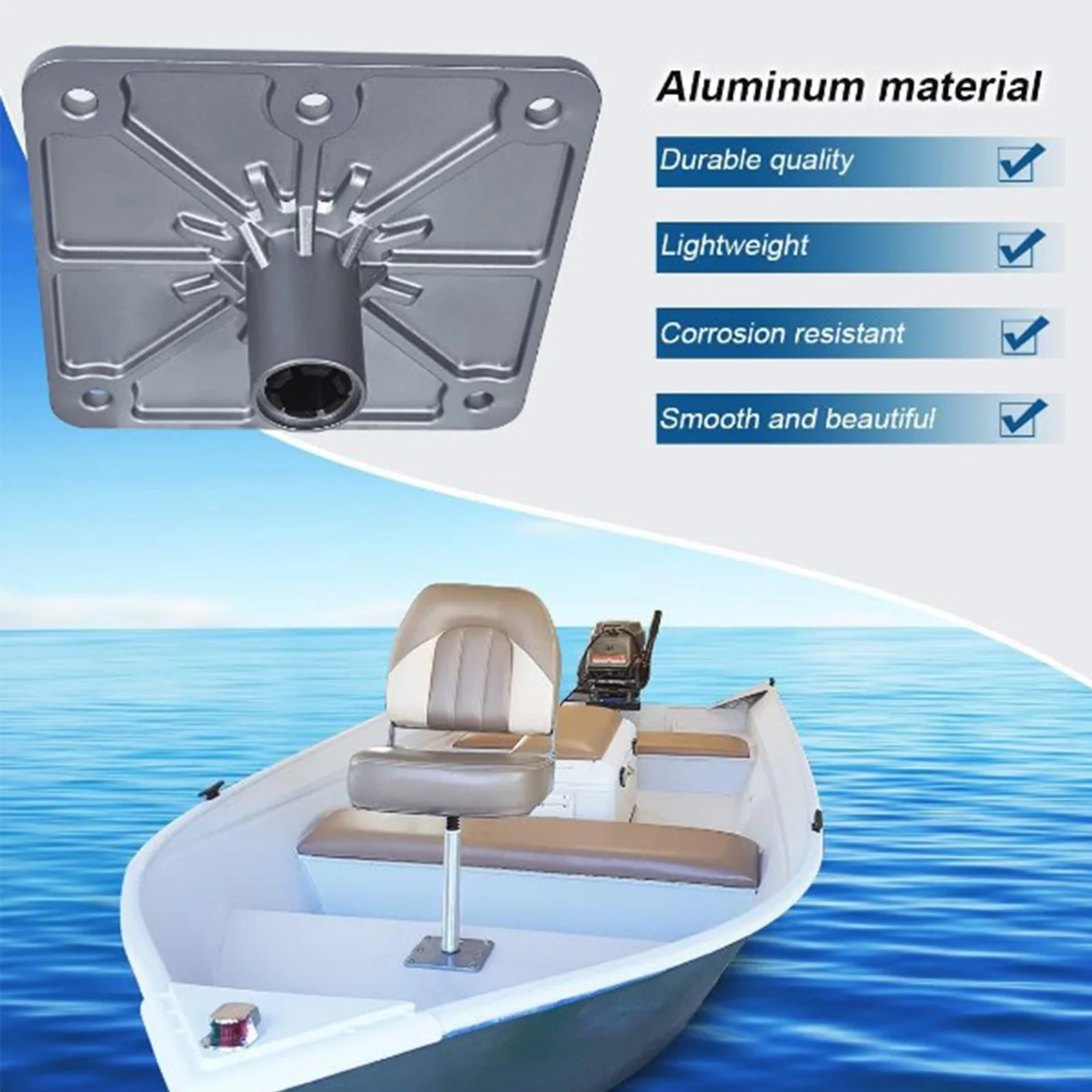 2PCS Boat Seat Bases Aluminium Alloy 6 Screw Holes 3/4 Inch Pin Post Mounting Base for Marine Boat Swivel Seats