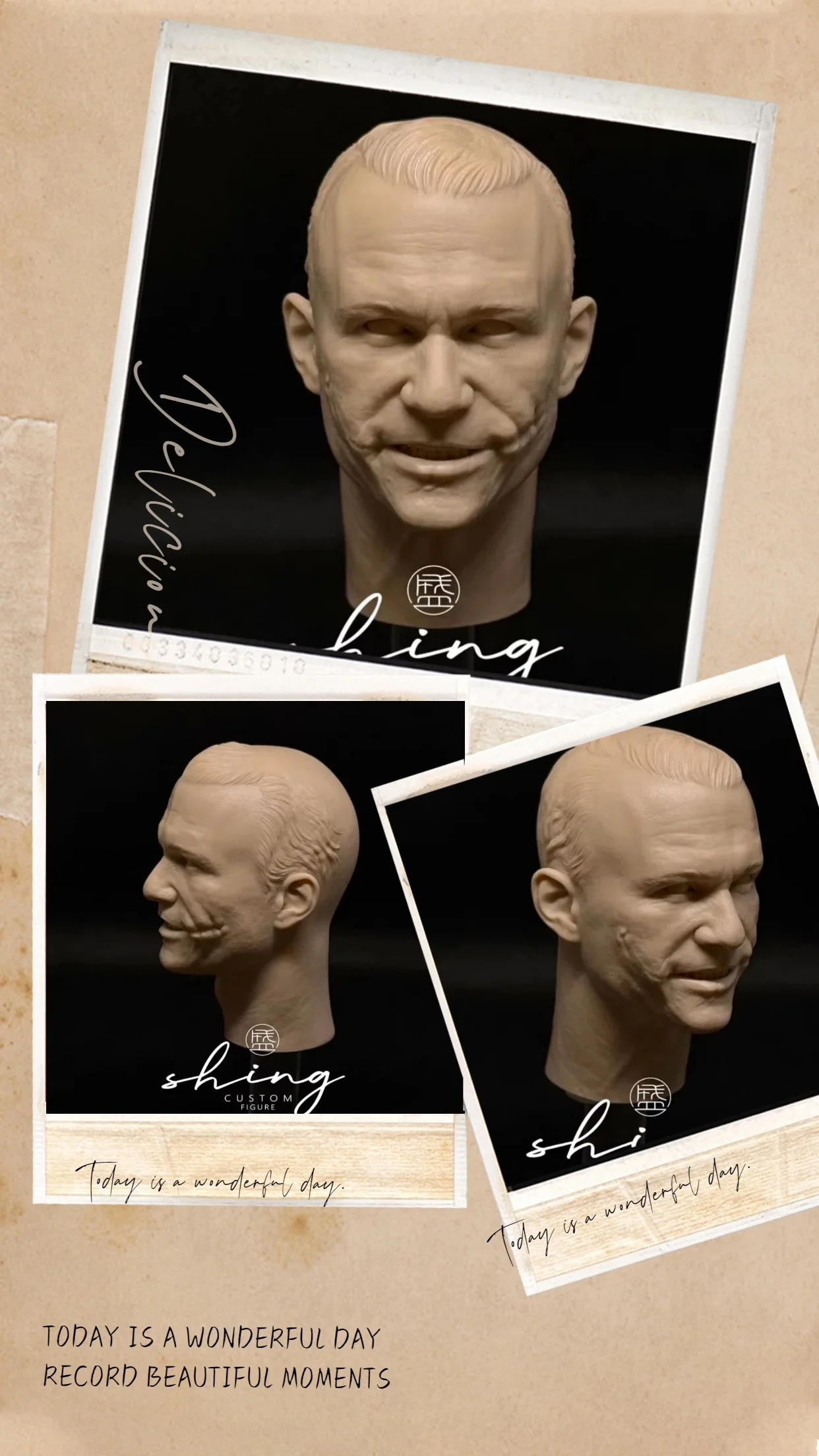 【Only Head】1/6 Scale Male Soldier Comic Clown Actor Realistic Facial Details Unpainted Head Sculpt Fit 12''Action Figure Toys