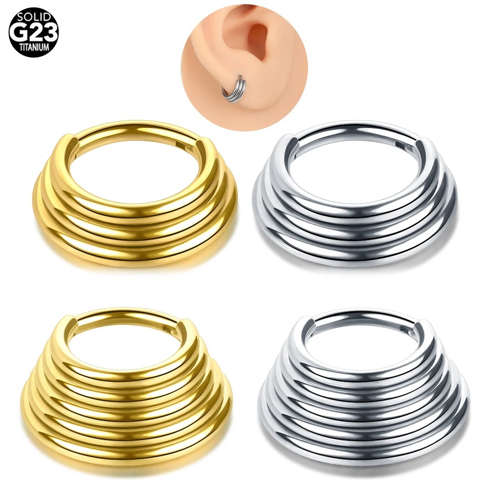 1Pc G23 Titanium Segment Nose Ring Septum Ring Clicker Hoop Tragus Helix Cartilage Earrings for Women Body Piercing Jewelry 16G