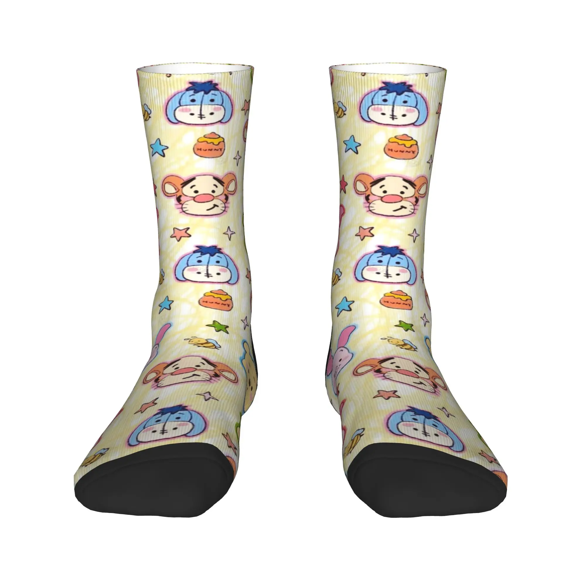 

Animated Cartoon Winnie The Pooh Mens Crew Socks Unisex Cute 3D Printed Dress Socks
