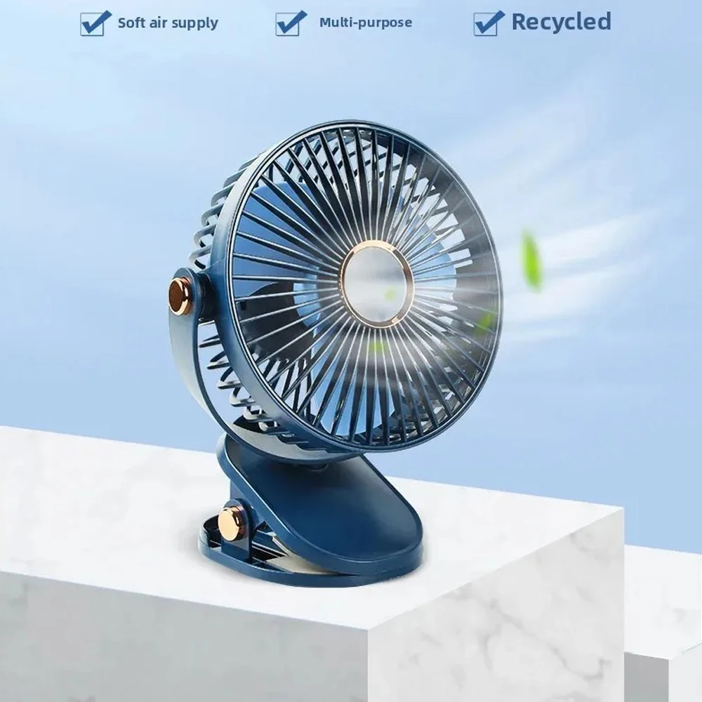 مروحة إضاءة ليلية محمولة بمشبك صغير لسطح المكتب على معلق TYPE-C شحن 18650 بطارية عمر مروحة مروحة تبريد طاولة محمولة كهربائية