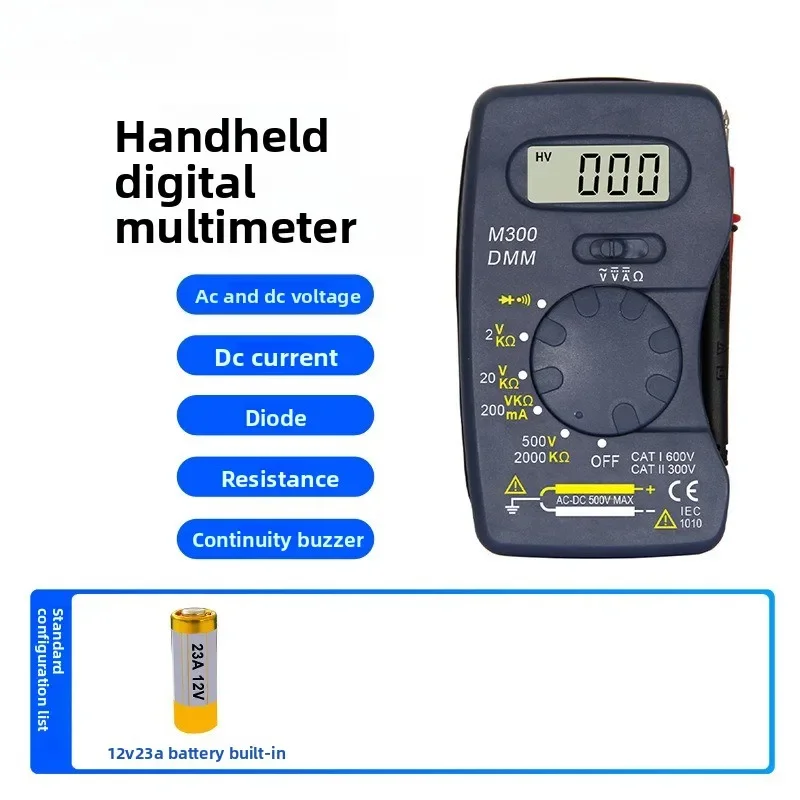 Premium Ultra-thin M300 Mini Digital Multimeter Pocket Integrated AC/DC Voltmeter Ammeter Ohmmeter Battery Capacity Tester Tool