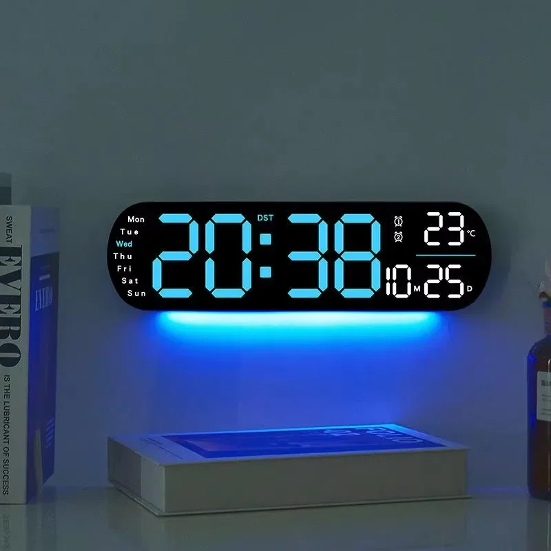 Smart Night Light Indoor Temperature Large LED Display Battery Desk Alarm Clock Bedroom Home Decor Digital Wall Clock