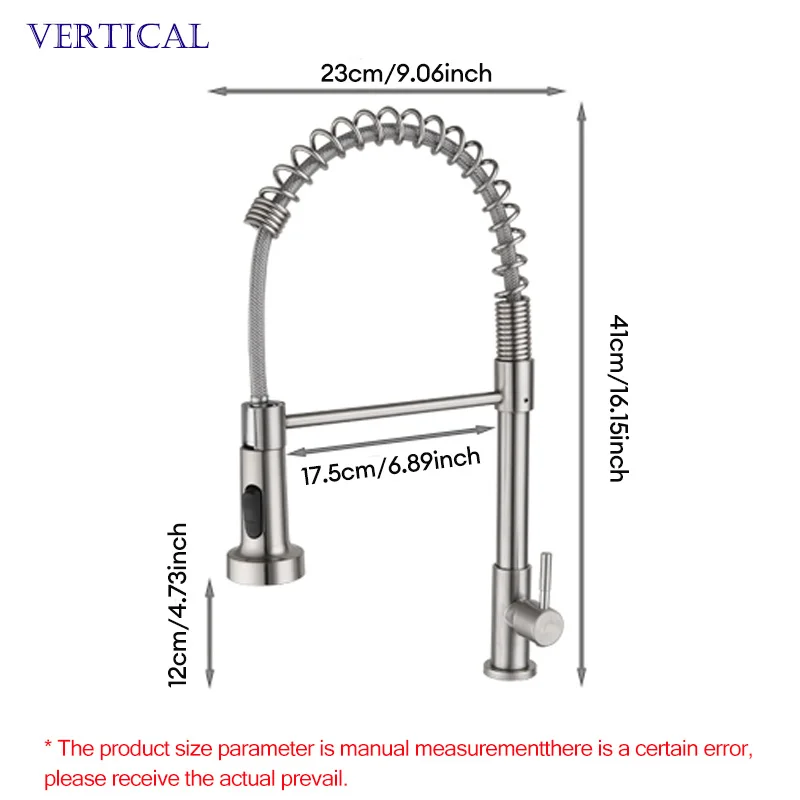 Baokemo Stainless Steel Kitchen Faucet Spring Pull Out Single Cold Rotatable Vegetable Basin Sink Faucet