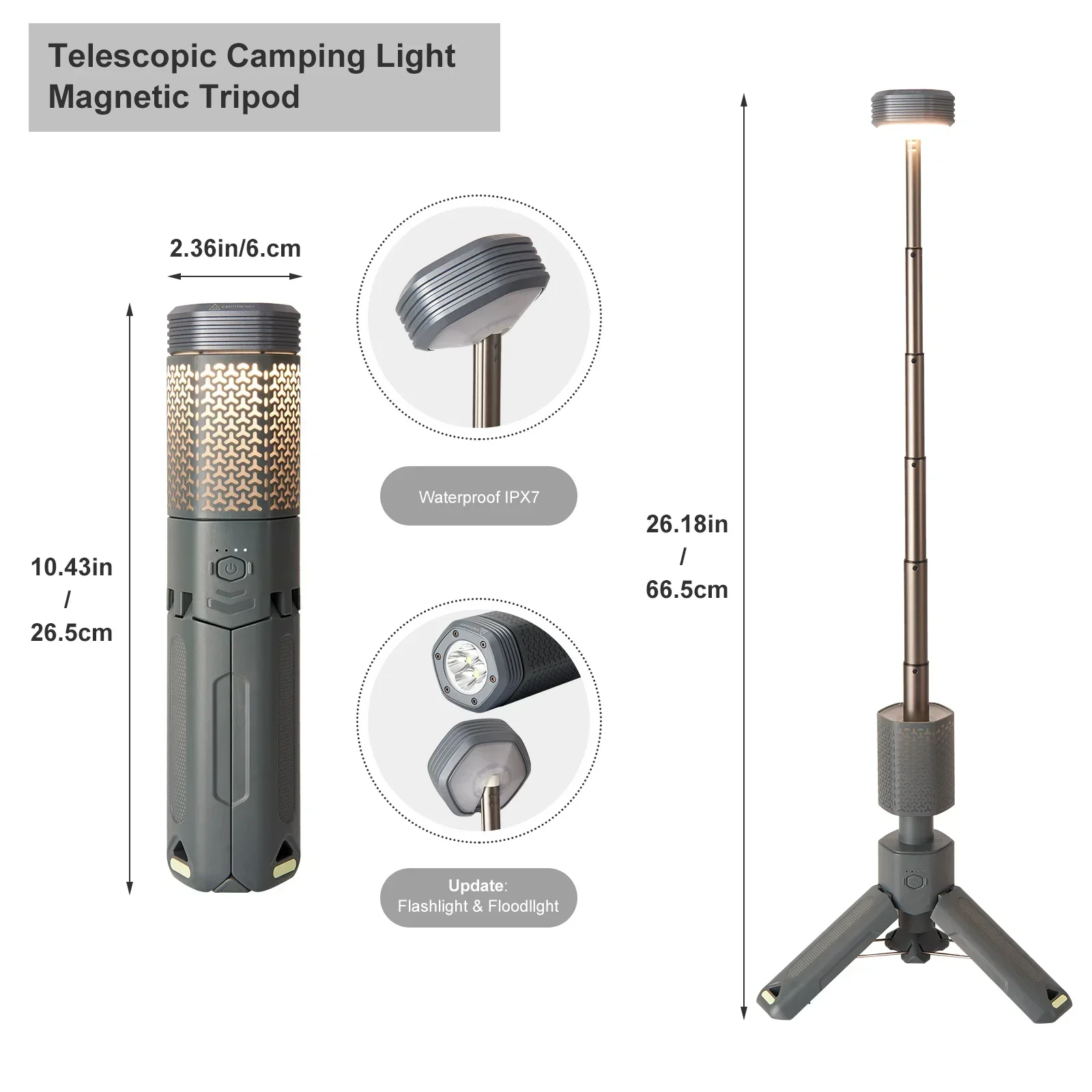 2024 new Camping light Telescopic and Collapsible Camping Lanterns with 2 Light Sources Mobile Lighting 10500mAh Flash Light