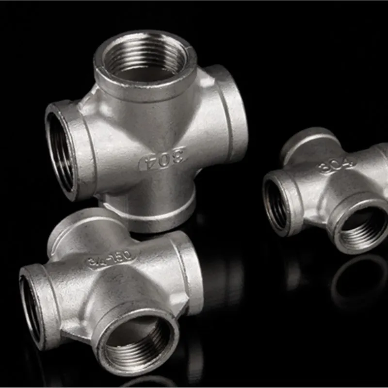1pc 304 stainless steel inner wire water pipe threaded threaded three-way four-way joint 1/2