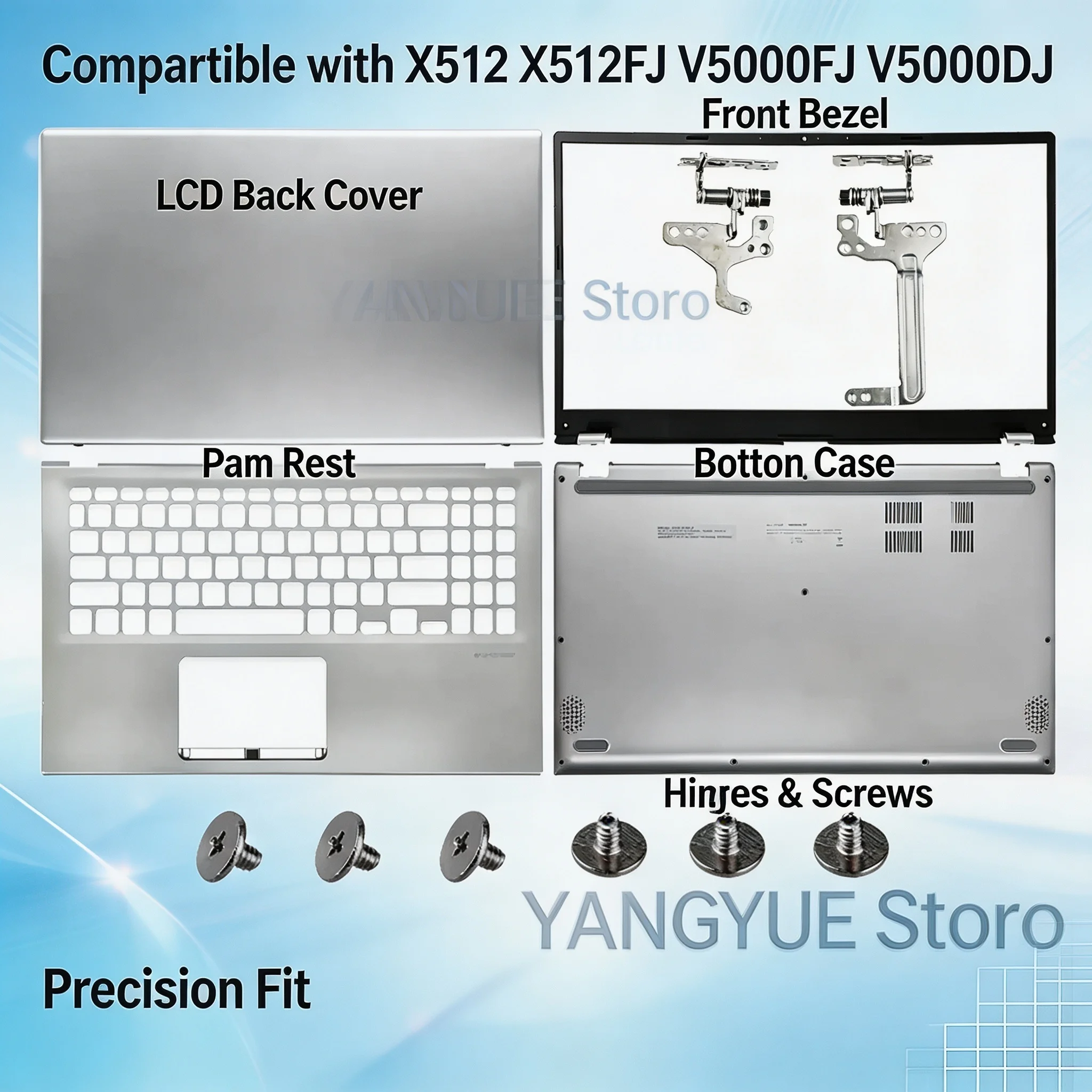 New Laptop Screen Housing Covers Hinges Replacement Parts For X512 X512FJ V5000FJ V5000DJ