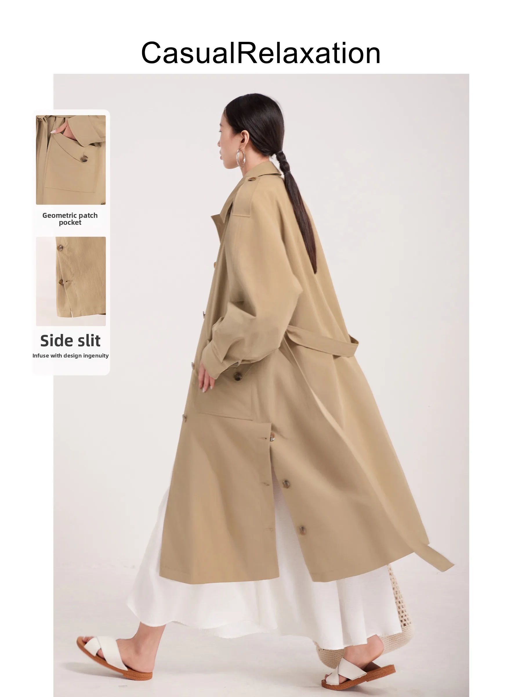 

Women's Mid-Length Coat Jaet Spring Autumn Briti Sle Casual Relaxation Commute Retro High-End Feel Loose Fit Polyester ...
