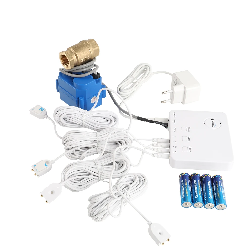 

Automatic Water Shut Off Valve 1/2" 3/4" 1" Brass Electric Ball Valve with 6 M Water Immerse Sensor for Leak Detection System