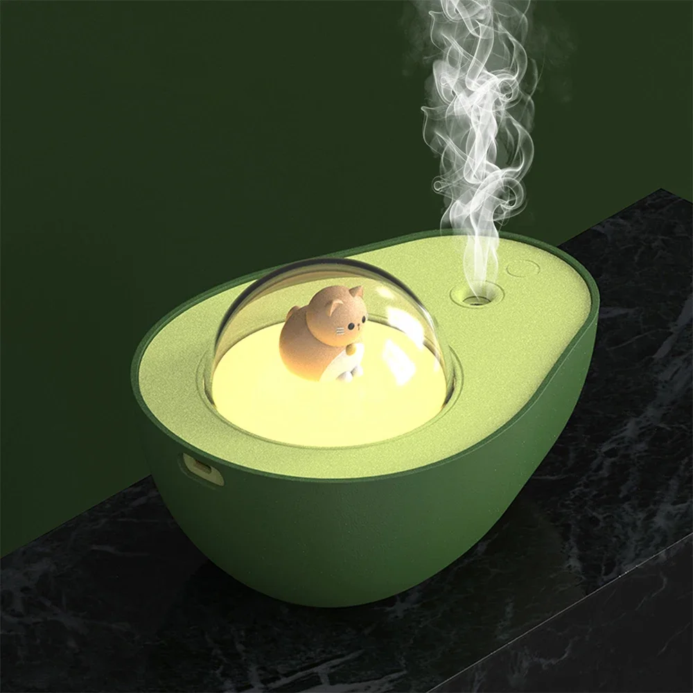 

Avocado Mini Air Humidifier: Cartoon Mist Maker, Essential Oil Diffuser, Water Fogger - Home Car Decoration Night Lamp