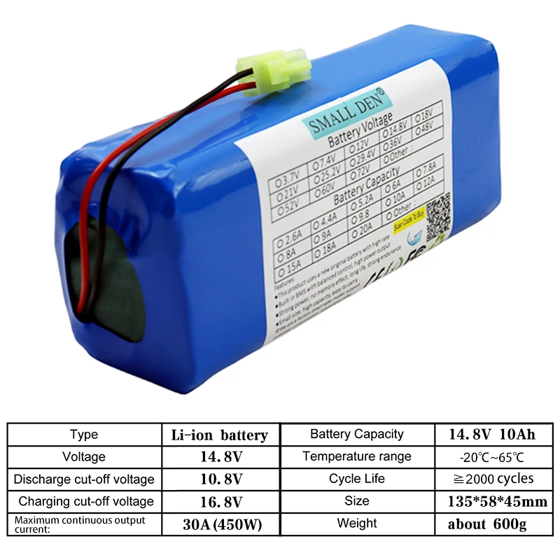 Original For XiaoMi Viomi S9 Lydsto R1 Roidmi Eve Plus 14.4V 14.8V 2.6ah 3ah 3.4ah 10Ah 18ah 18650 lithium battery 4P3S 10000mAh