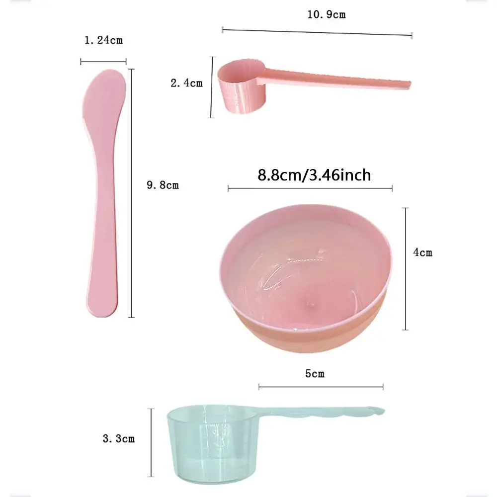 4Pcs/Set Mini Face Mask Mixing Bowl Set Soft Plastic Facial Mask Spatula Tool Face Mask Brush Measuring Spoon Stick