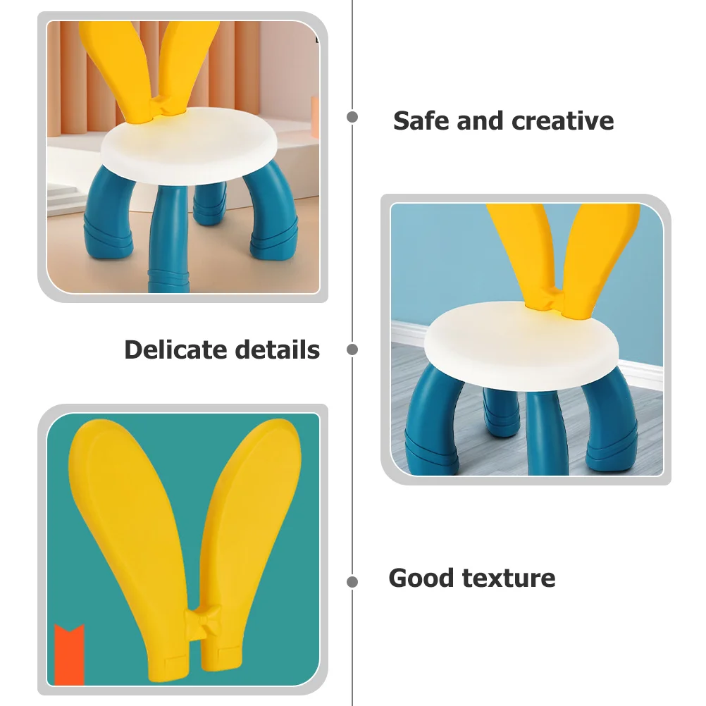 Non-skid Stool Suitable for Children Kids Chairs Anti-skid Plastic Footstool Rabbit Ears Lovely Kindergarten