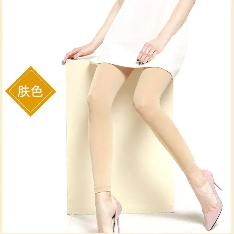 1PCS Plus Size 50-100KG Ladies Gray Black Skin Leggings Spring Summer Nine Points Pantyhose Autumn Velvet Stockings Leg 2026