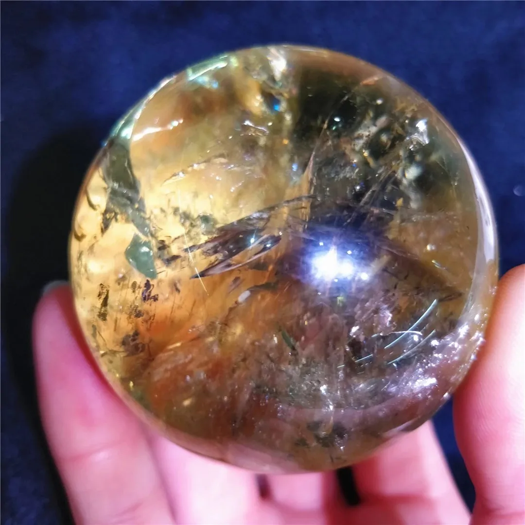 Natural Citrine Quartz Magical Rainbow Garden Phantom Crystal Balls Feng Shui God Of Wealth Reiki Home Decoration Jewelry Sphere