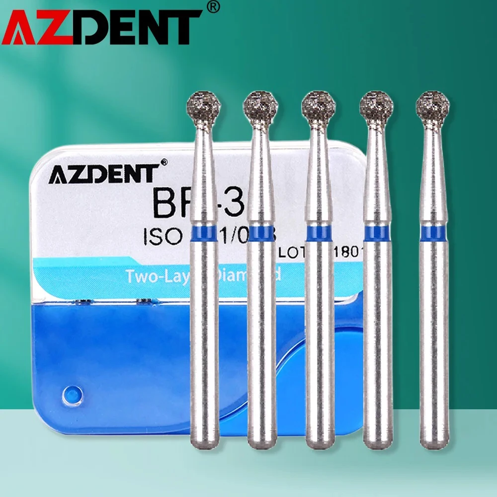 10pcs /2boxes AZDENT Dental Diamond Burs Drills Two Layer Diamond For High Speed Handpiece Dia.1.6mm