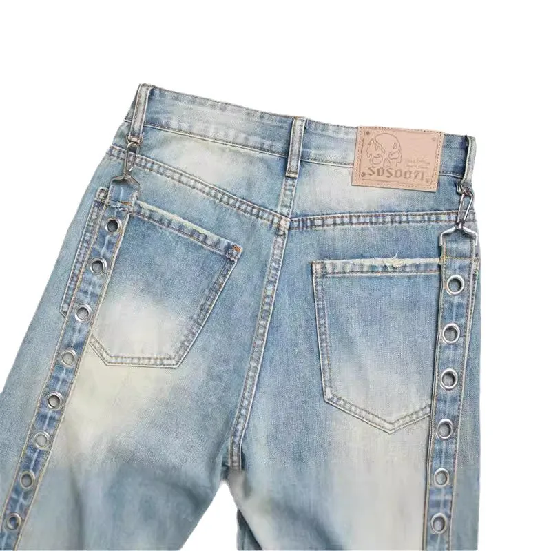 남성 패션 빈티지 카고 짧은 청바지, 포켓 워싱 레트로 힙합 데님 반바지, 루즈핏 여름 고민 짧은 하의