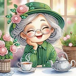 DIY Happy grandma 5D Special Shape Diamond Art Kits for Beginners,Diamond Art Painting Kits for Home Wall Decoration Gift