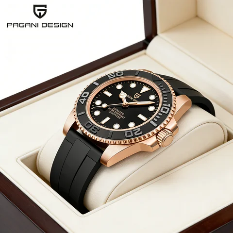 New PAGANI DESIGN 40MM AR Coating Ceramic bezel Luxury Men Mechanical Watch Stainless Steel Sapphire Glass Automatic Watch for men gift