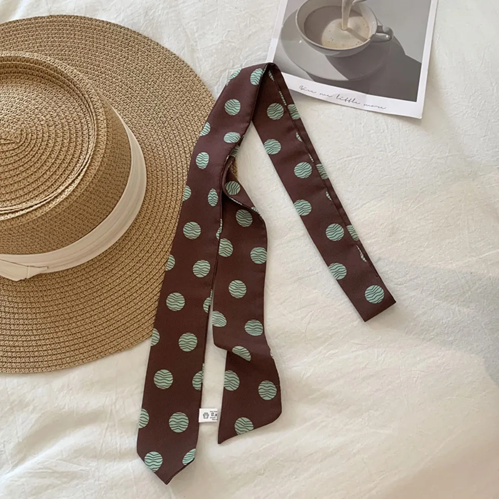 

Модный корейский длинный шелковый шарф, тонкий и узкий универсальный ободок для волос Y2k, летние сумки, декор с ручкой для женщин