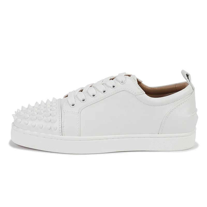 big size men fashion rivets shoes black white original leather flats shoe hip hop punk personality platform studded sneakers man