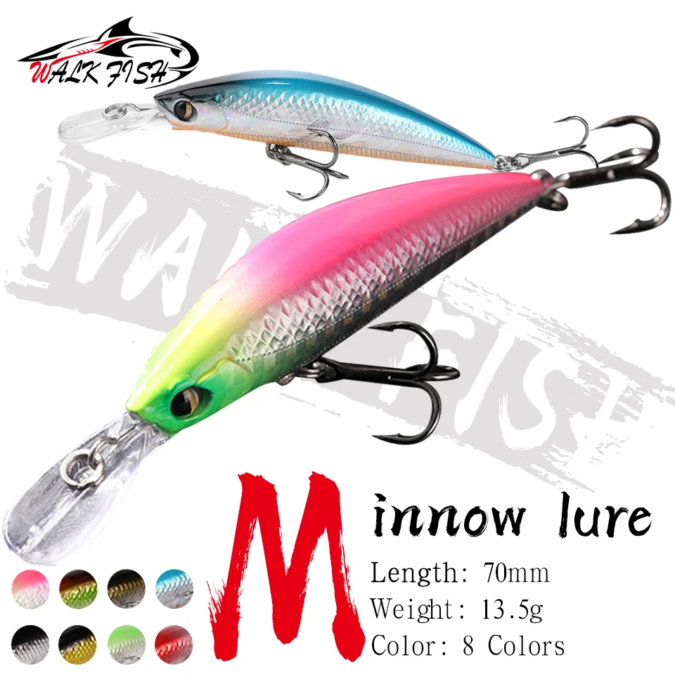 WALK FISH 1PCS 70mm/13.5g New Sinking Japan Minnow Super Natural Hard Bait For Professinal Fishing Hook Lure Wobbler Artificial