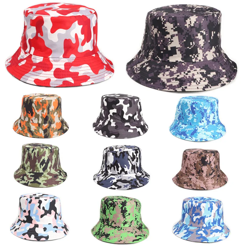 

INS Camouflage Fisherman Hat Male Jungle Print Double-sided Hat Army Fan Hat Leisure Mountaineering Fishing Hat Panama Gorros