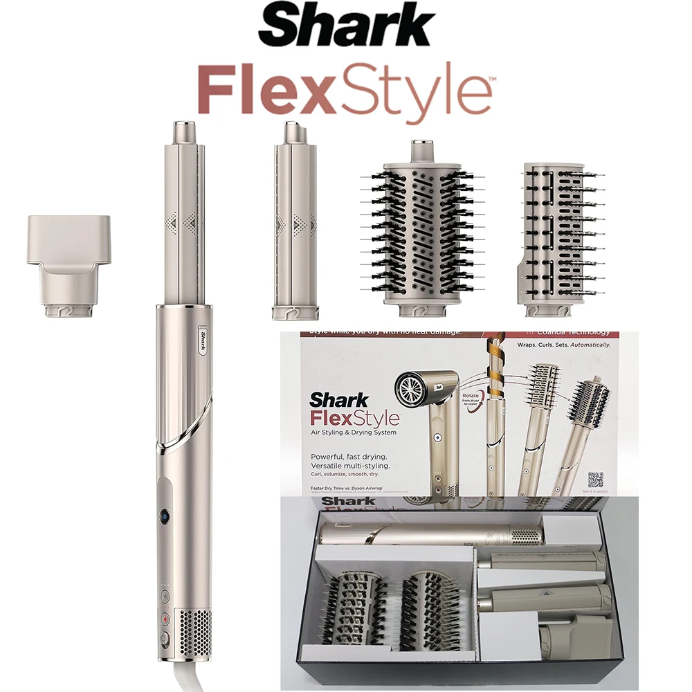 

Shark HD430 FlexStyle Фен с отрицательными ионами 5-в-1 и воздушная пленка для стайлера, щетка Airwrap и многофункциональный стилер с бигуди с автоматической оберткой