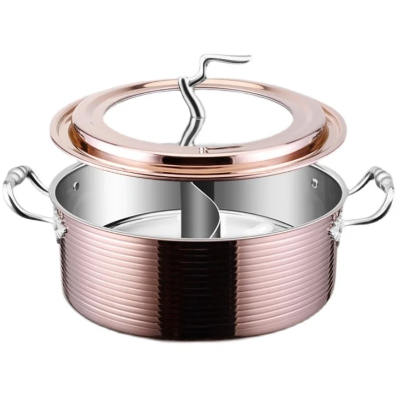 

Rose Gold Stainless Steel clear Soup Hot Pot Stainless Steel