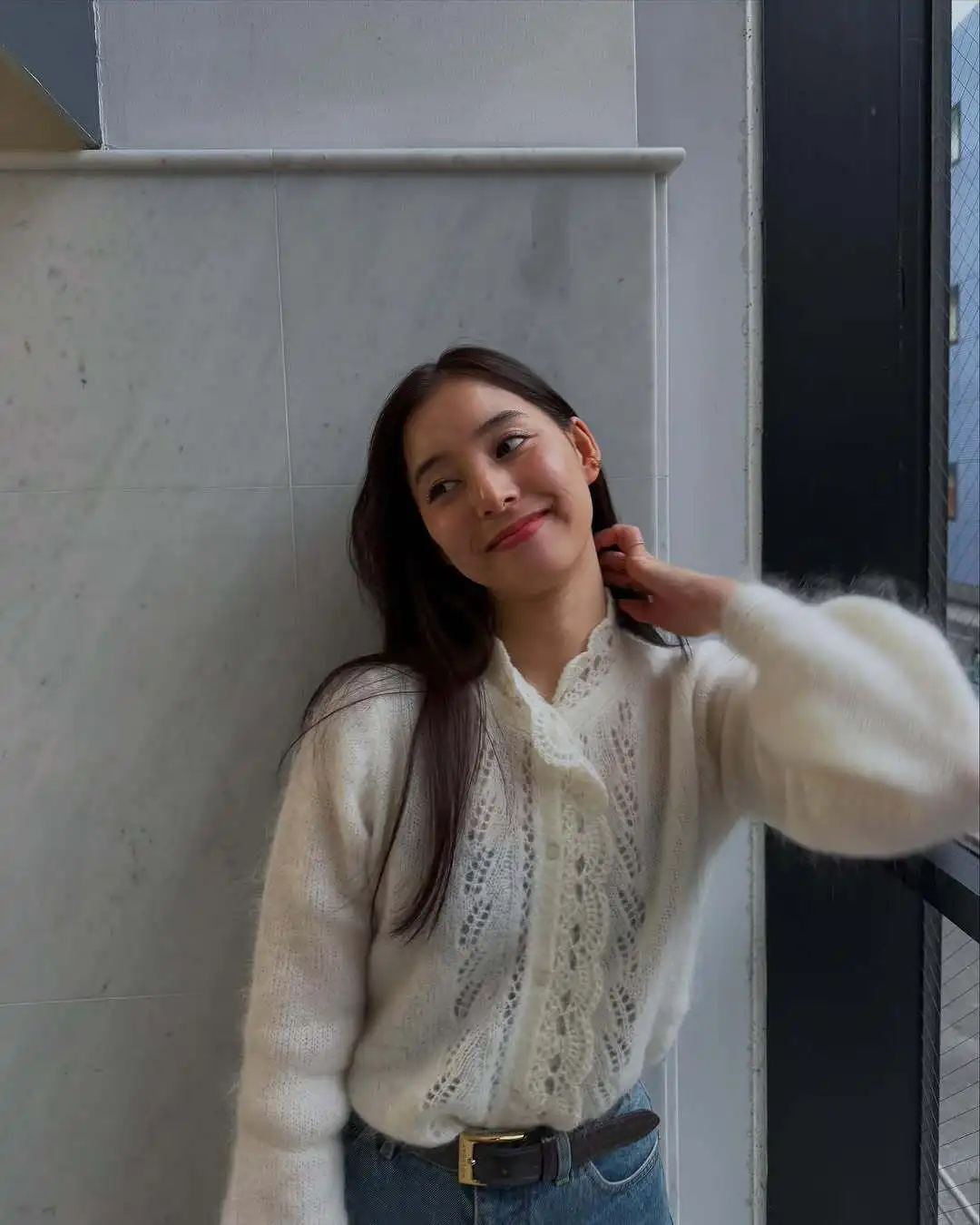 

Vintage Hollow Lace White Sweater Women 2026 Spring Single Breasted Lantern Sleeve Cardigans Chic Elegant Knitted Tops