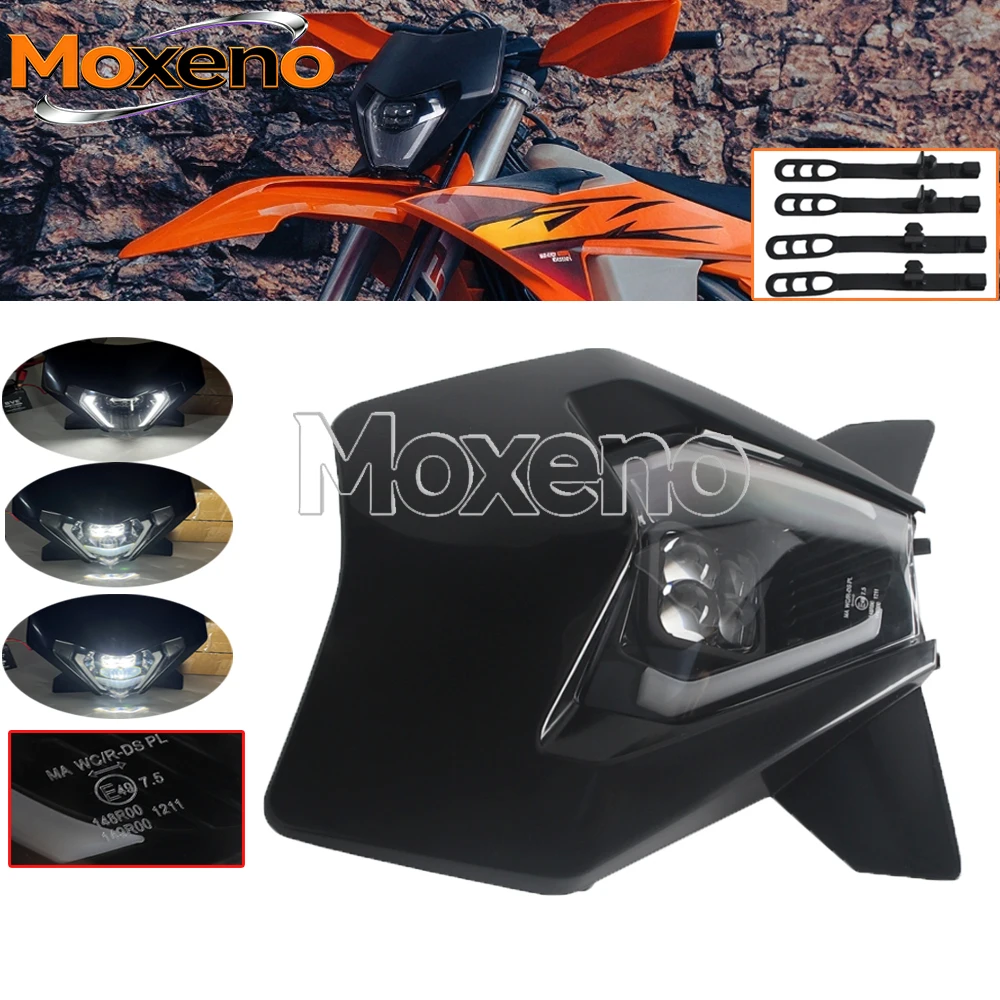 LED Headlight Plate Headlamp Fairing Dirt Bike Head Light Panel Motocross Supermoto Enduro For EXC SX XC 250 300 450 2024-2025