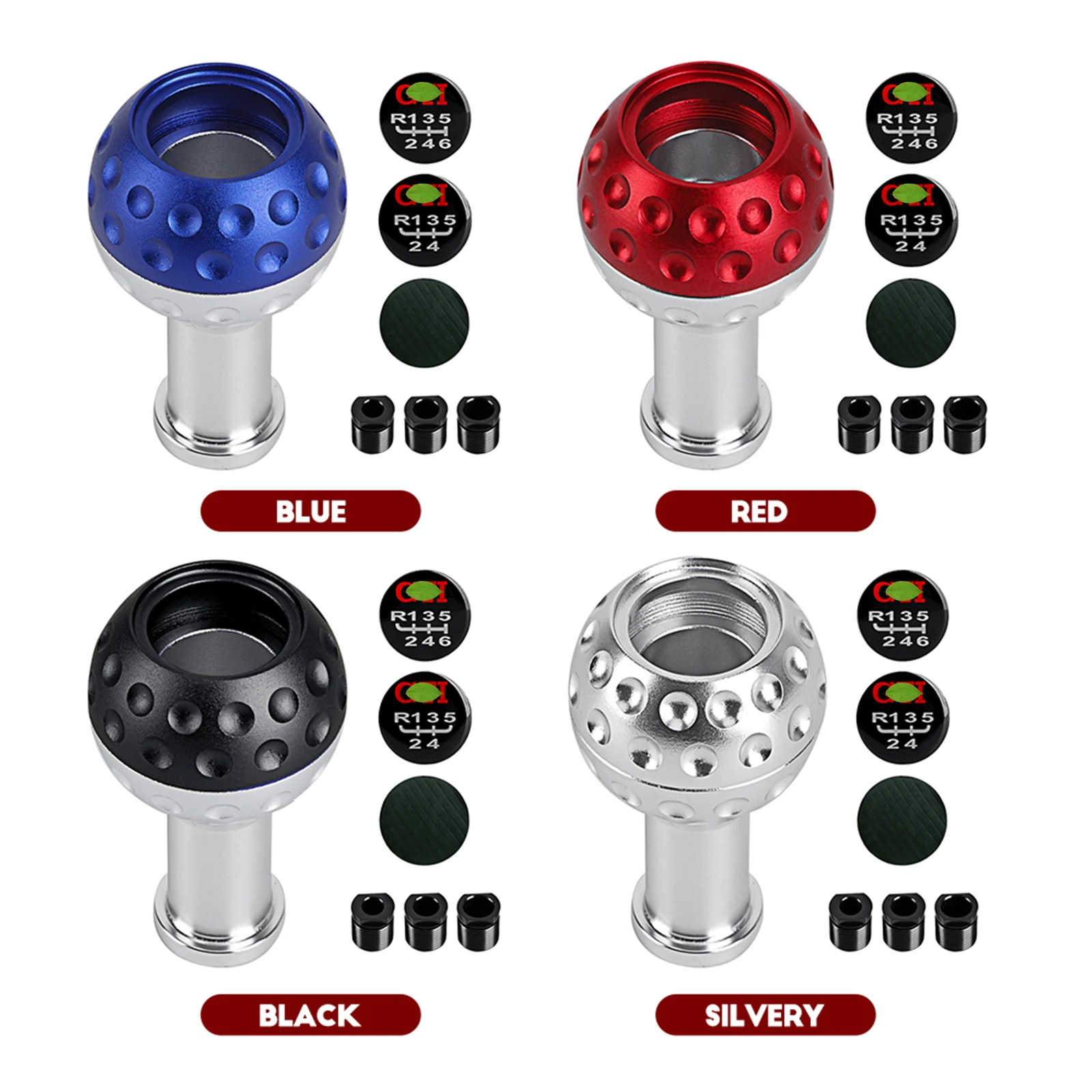 Alumínio Gear Shift Knob para carro, manual Trans Stick, botão de cabeça, 5 velocidades, 6 velocidades, M8, M10, M12, adaptador para VW, GTI, Jetta, Golf 5