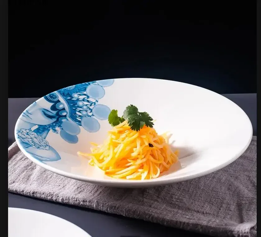 

Креативная основная тарелка, круглая керамическая обеденная тарелка, отель, ресторан, стейк, салатница, скандинавский стиль, домашний декор, кухонная посуда