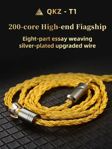 Original QKZ T1 200 Core TC Silver Plated Hifi Earphone Update Cable MMCX/2Pin Connector Use For QKZ ZXN ZXT VK4 ZX2 ZAX2