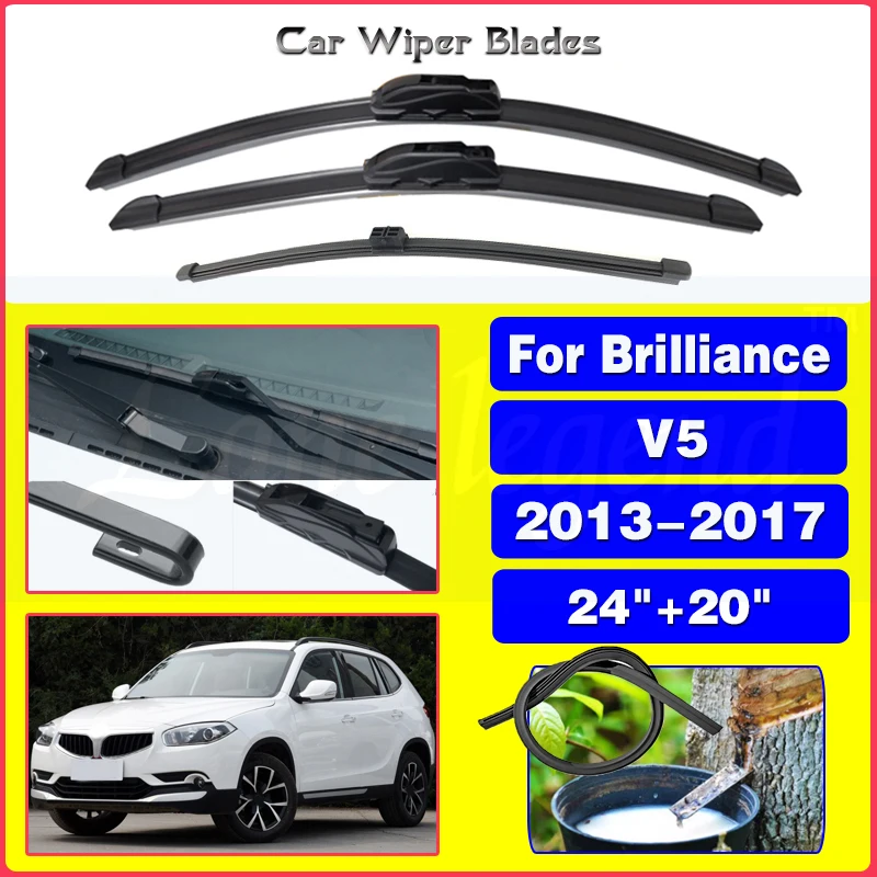 

For Brilliance V5 2013 2014 2015 2016 2017 Car Front Rear Wiper Blades Soft Rubber Windscreen Wipers Auto Windshield