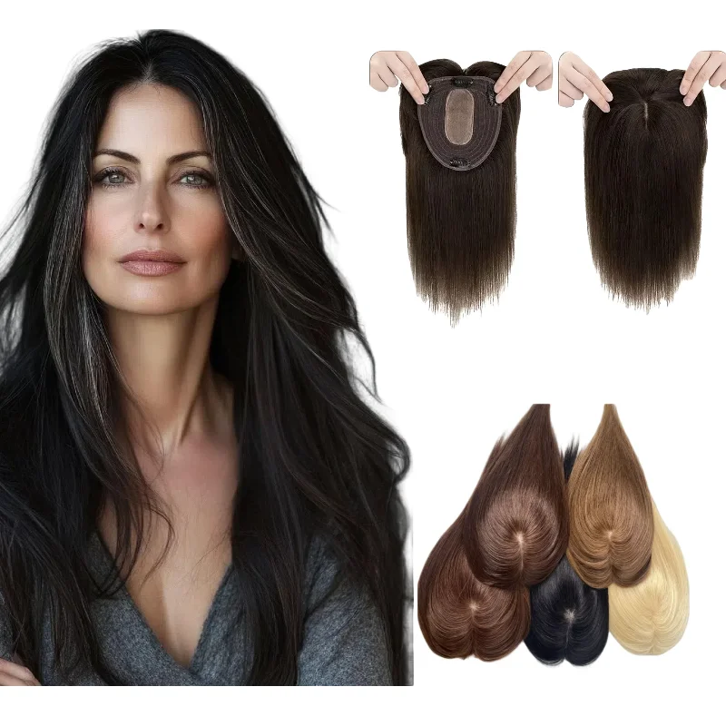 

Женские волосы на шнуровке спереди, человеческие волосы с челкой и средней частью | 12x13 см 14 дюймов для обрамления круглого лица