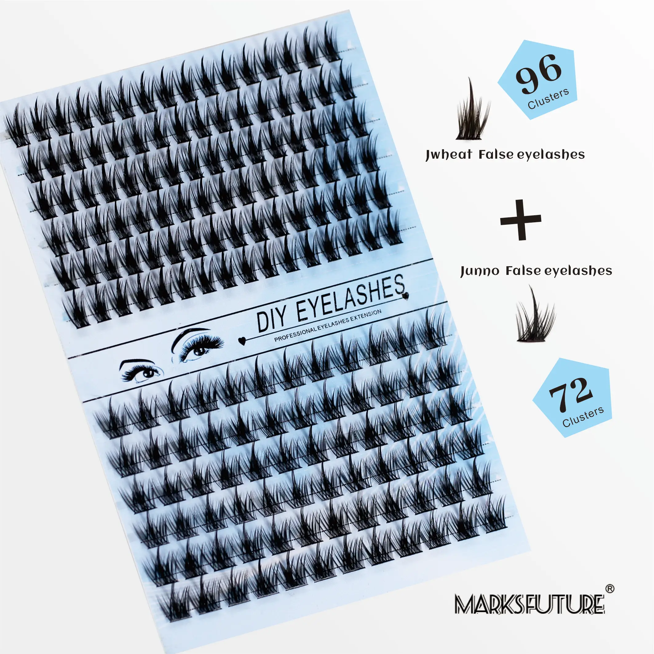 Marks Future Falsche Wimpern im natürlichen und Anime-Stil, 168 Cluster mit Falsche Wimpernverlängerungswerkzeugen, C-Curl-Wimperncluster, flauschig und einfach aufzutragen, geeignet für Anfänger, natürlich, weich und nicht verblendbar, kann verschiedene Stile erstellen