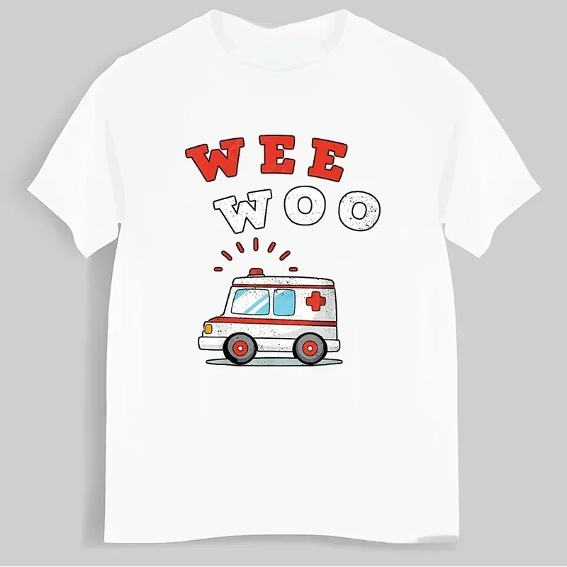 Ambulance Wee Woo Printed loose Casual Top Comfy short sleeve T-shirt for both men and women