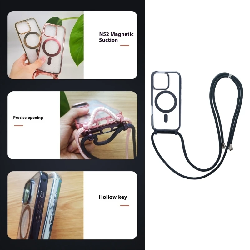 

Case With Detachable Lanyard Build Protective Cover Shock Absorption Secure Carry Cord for Phone 15ProMax Use best sale