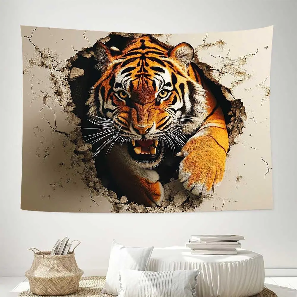 Tiger Tapestry Wild Animal Wall Art Tiger Wall Art Nature Tapestries for Kids Boys Bedroom Living Room Dorm Art Decorations