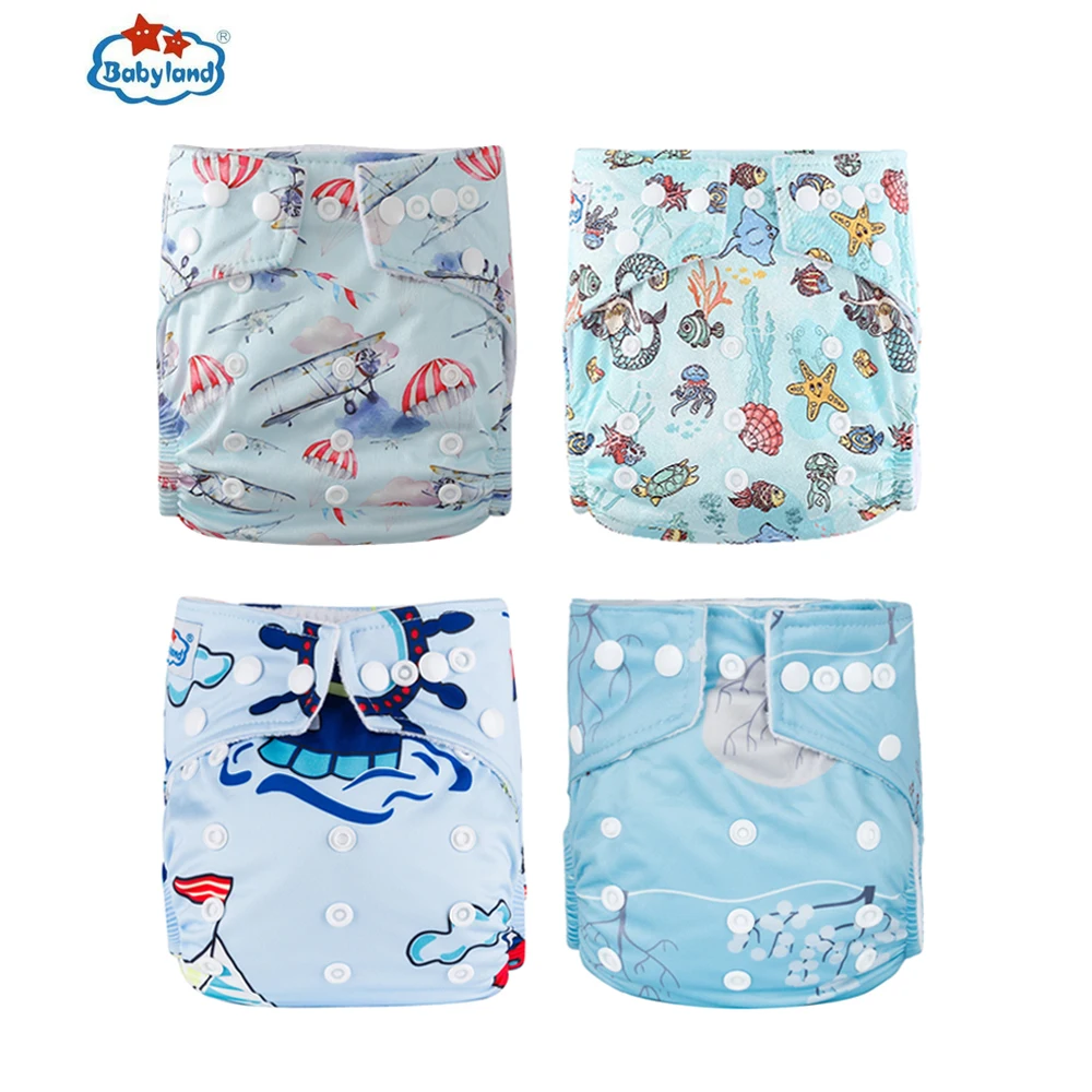 

[Babyland] Diapers for Newborn to Kids Ecological Nappy Covers For Children 4pcs/Group Shells Adjustable Reusable Baby Diapers