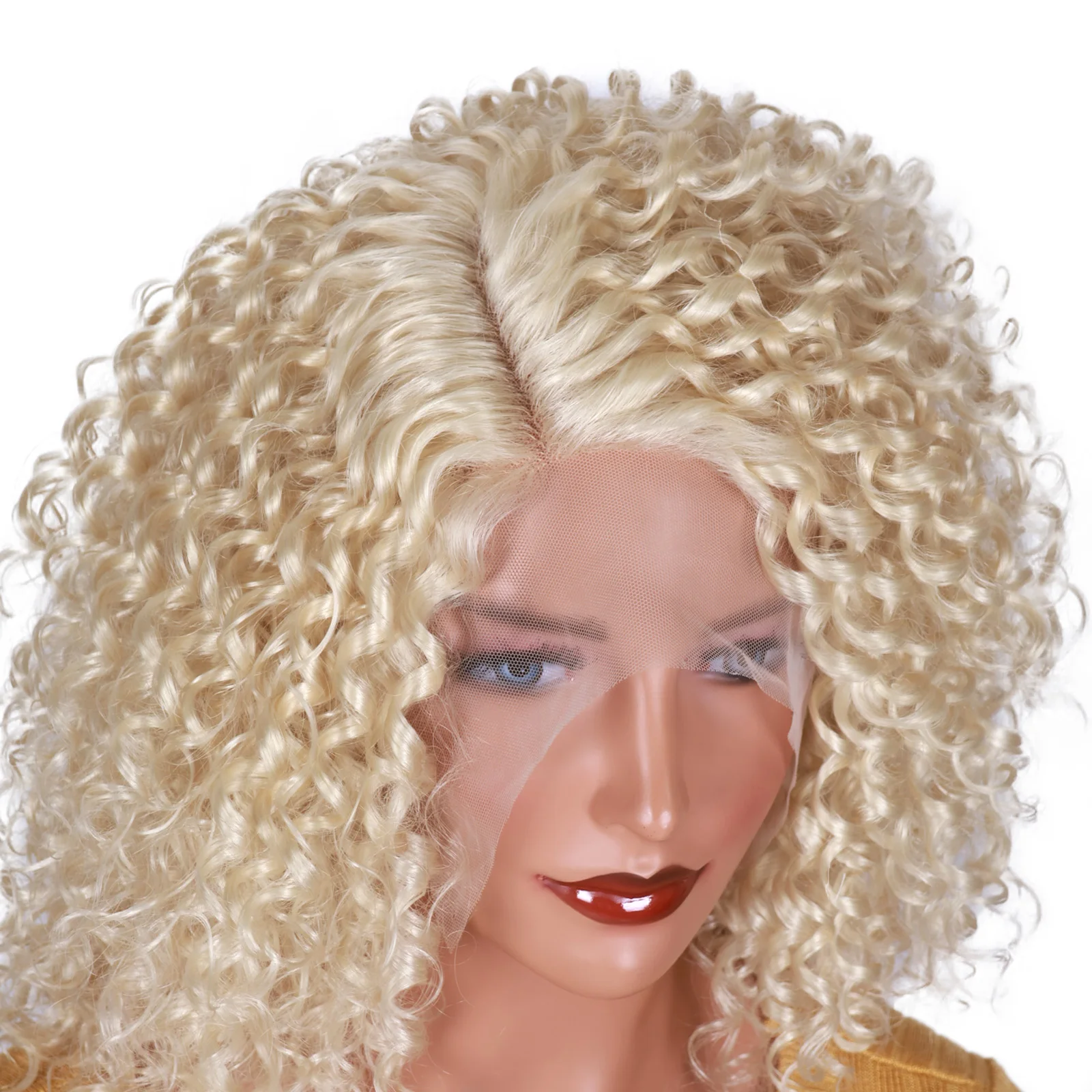 BCHR 613 Afro Kinky Curly Lace Front Wig Synthetic Blonde Wigs for Black Women High Temperature Fiber Curly Wig