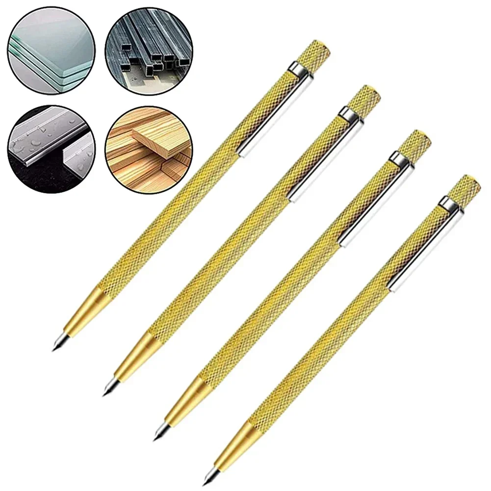 4× Diamond Glass Cutter Tool Carbide Scriber Metal Tile Cutting Machine Lettering Pen Engraver Glass Scriber