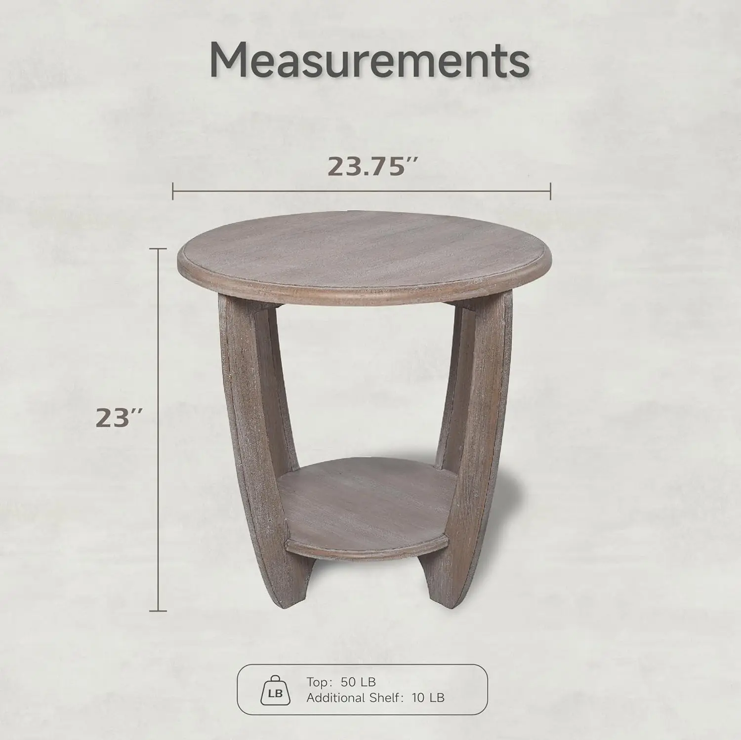 Mesa rústica de granja con estante de almacenamiento, mesa lateral de acento de país francés para la familia, comedor o sala de estar, espacios pequeños