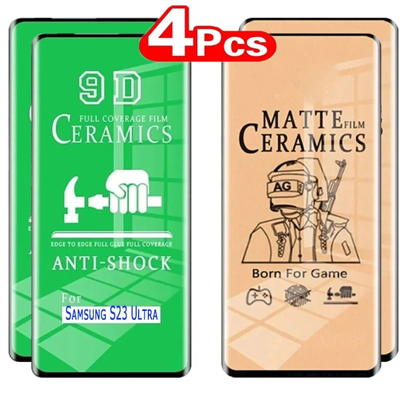 Filme cerâmico matte macio para Samsung Galaxy, 2Clear, 2Matte, sem vidro, S21, S22, S23 Ultra, S24 Plus, 21fe, película protetora, 4pcs