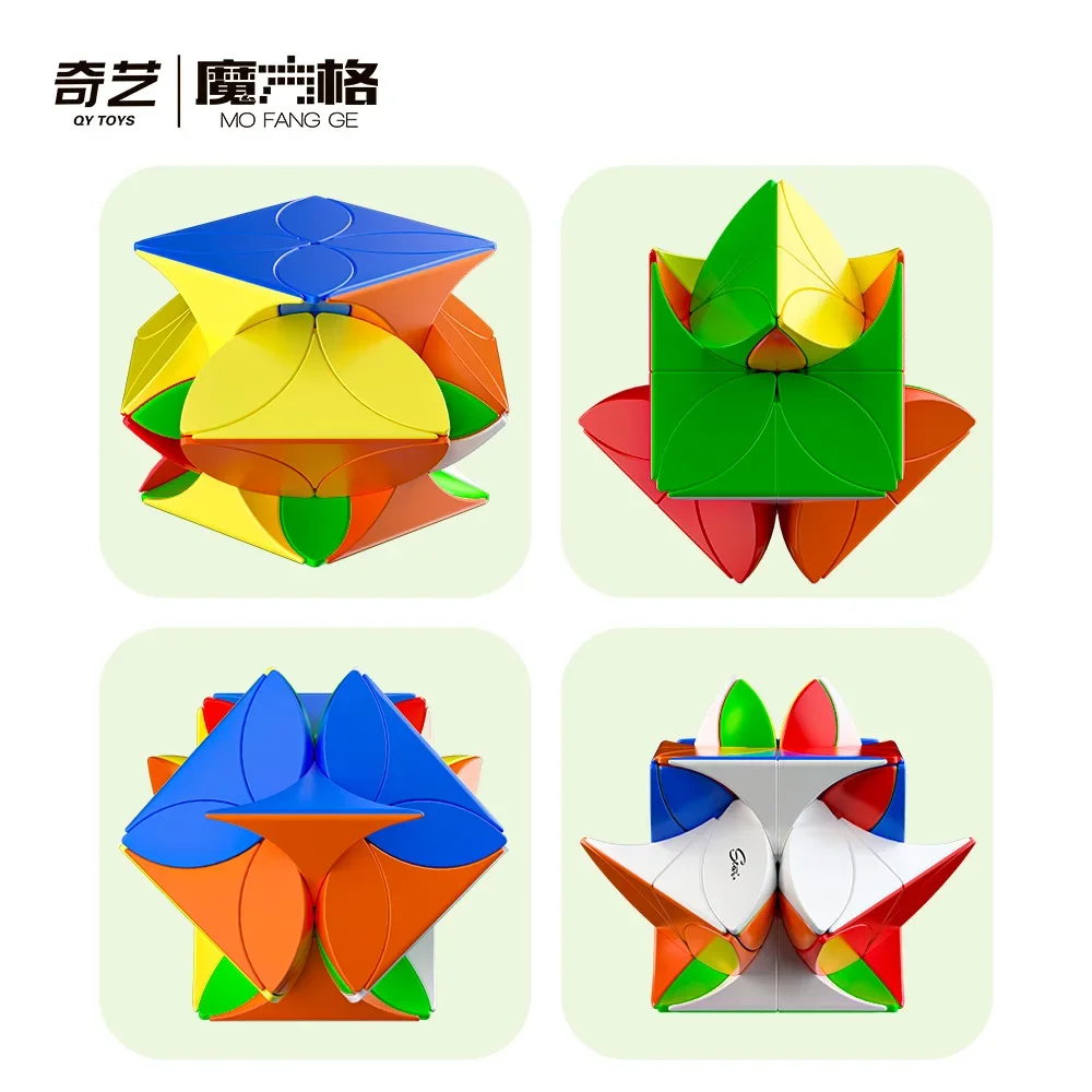 [CubeFun] Cube de trèfle QiYi Cube magique à quatre feuilles jeux de Puzzle de vitesse de forme étrange jouets éducatifs sans autocollants cadeaux