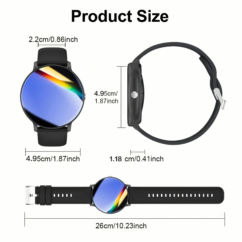 1pc New Round-Style Unisex Multi-Function Smartwatch, Stylish and Innovative, Supports Wireless Calls and Message Notifications, Multiple Sports Modes, Simple and Elegant, Suitable for Iphone and Android