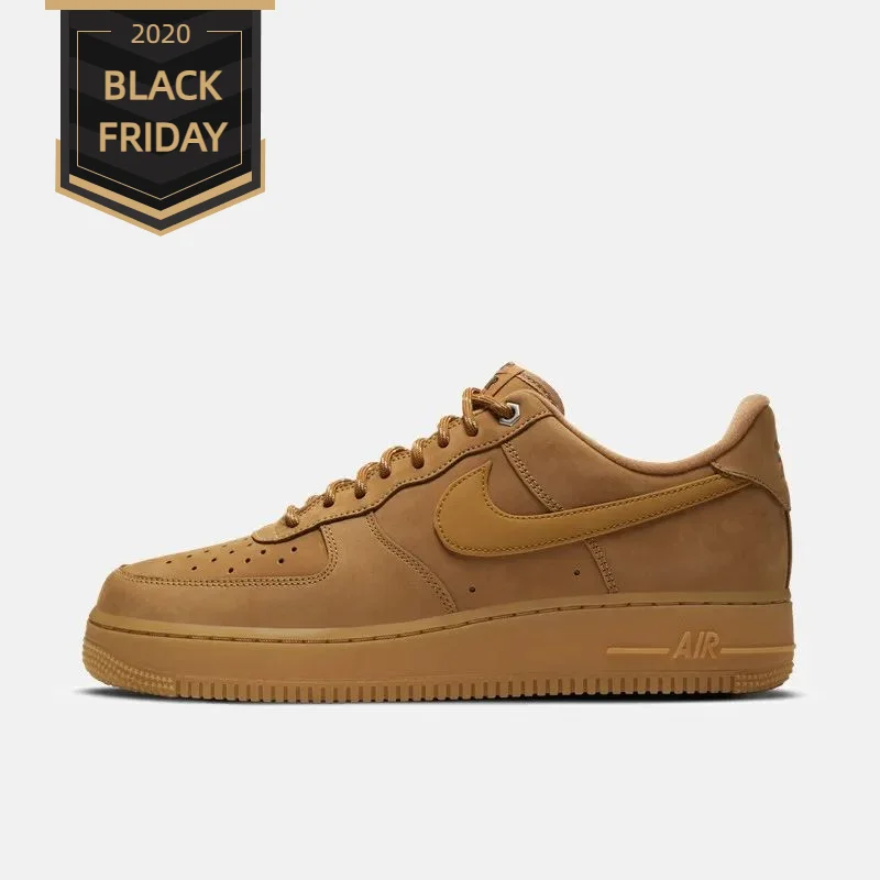 Air Force 1 Nike Wheat colored Air Force One Men and Women Versatile Low cut Sneakers, Anti slip and Durable Board Shoes