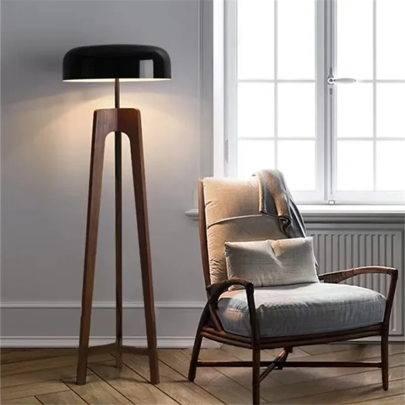 

Solid Wood Art Deco Floor Lamp Classic Tripod LED Vertical Light for Hotel Bedroom Office Shop Sofa Side Atmosphere Lamp