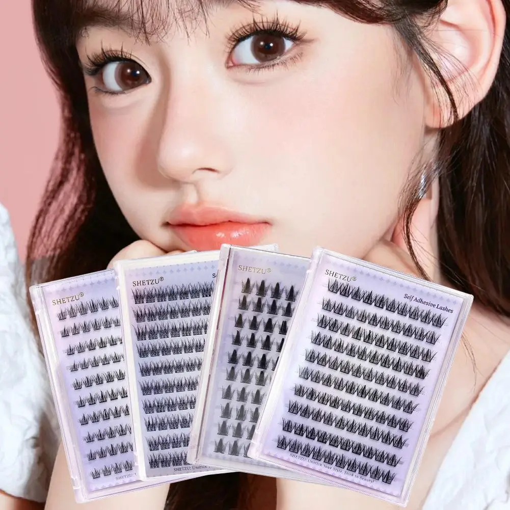 Glue-free Self-adhesive False Eyelashes Natural Single Cluster Manga Lashes Extension DIY Eyelashes Korean makeup tools